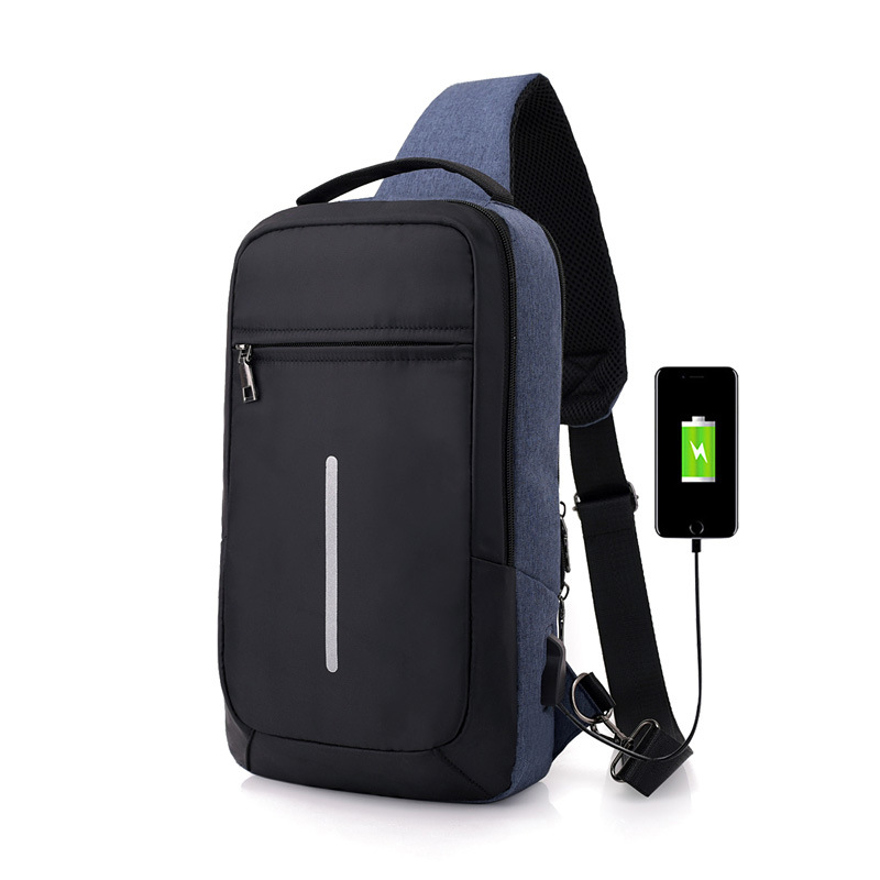 Anti-theft chest bag with USB, dark grey - Image 8