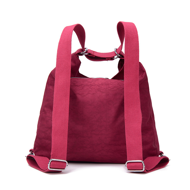 Nylon shoulder bag with zip and inner pockets, grape purple - Image 7