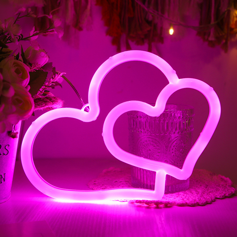 LED-Neonlicht mit zwei Herzen, warmweiß – Bild 5
