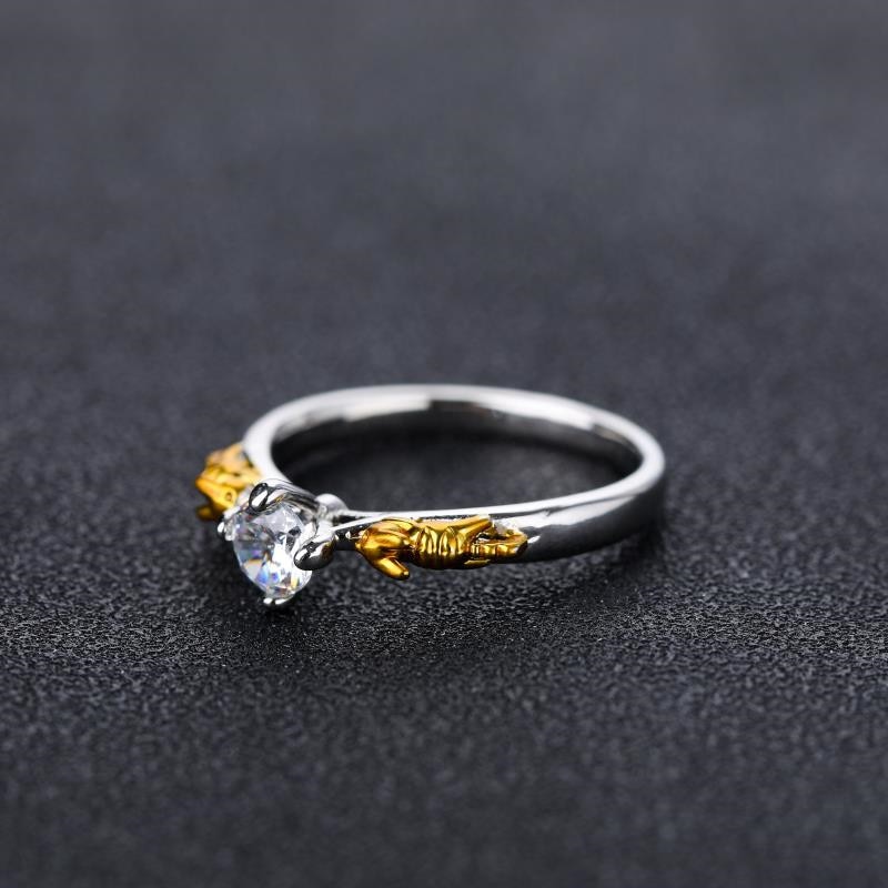 Anillo corona con cristales, negro y dorado - Imagen 5