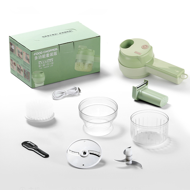 Cortador de verduras inalámbrico con accesorios, verde