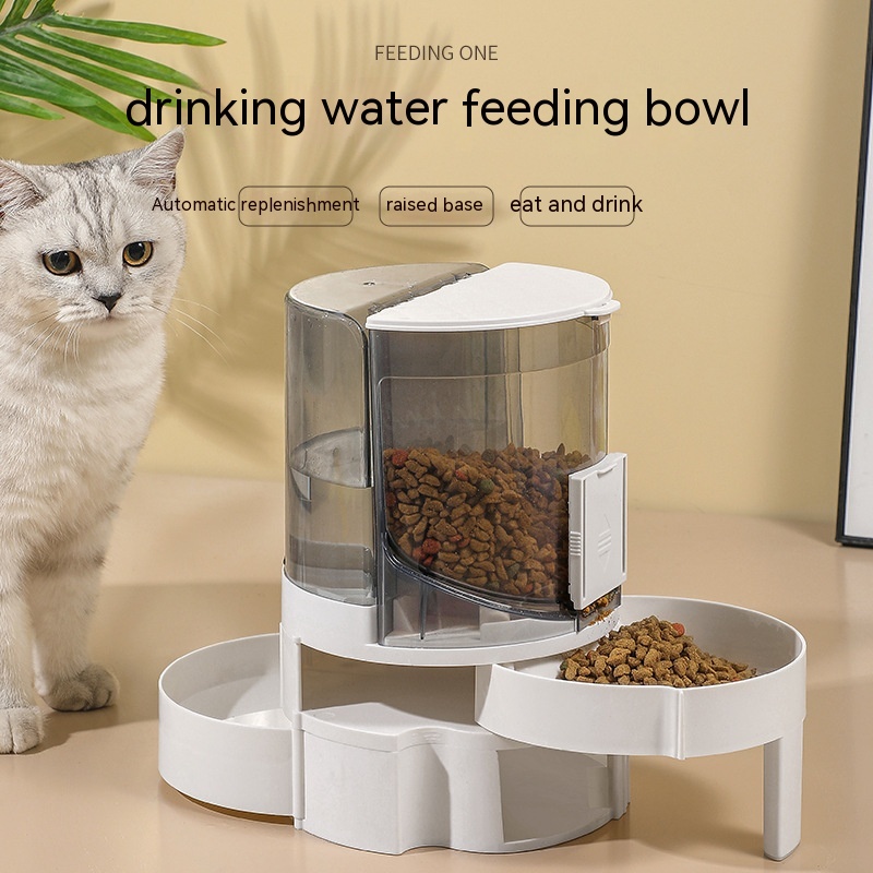 Distributeur nourriture et eau pour chats et chiens, gris – Image 3