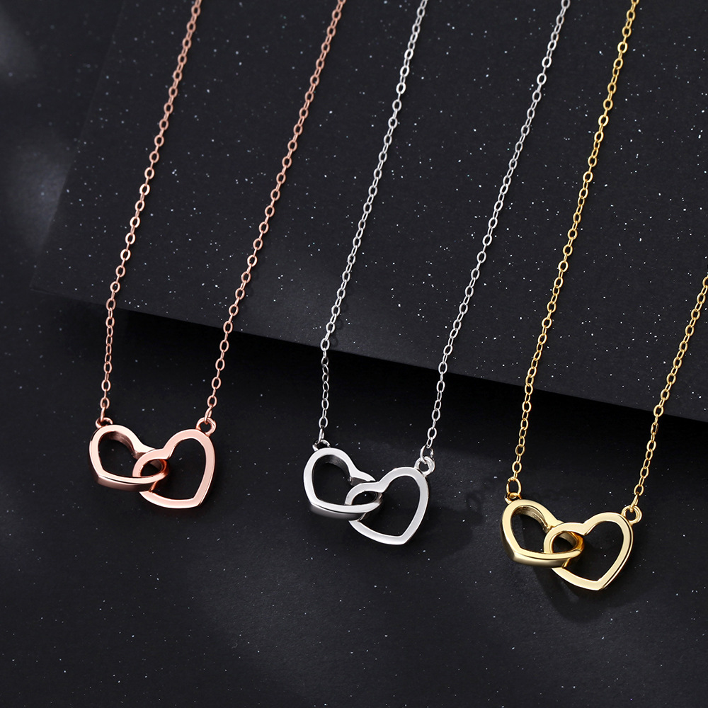 Collier double coeur en coffret, bleu – Image 5
