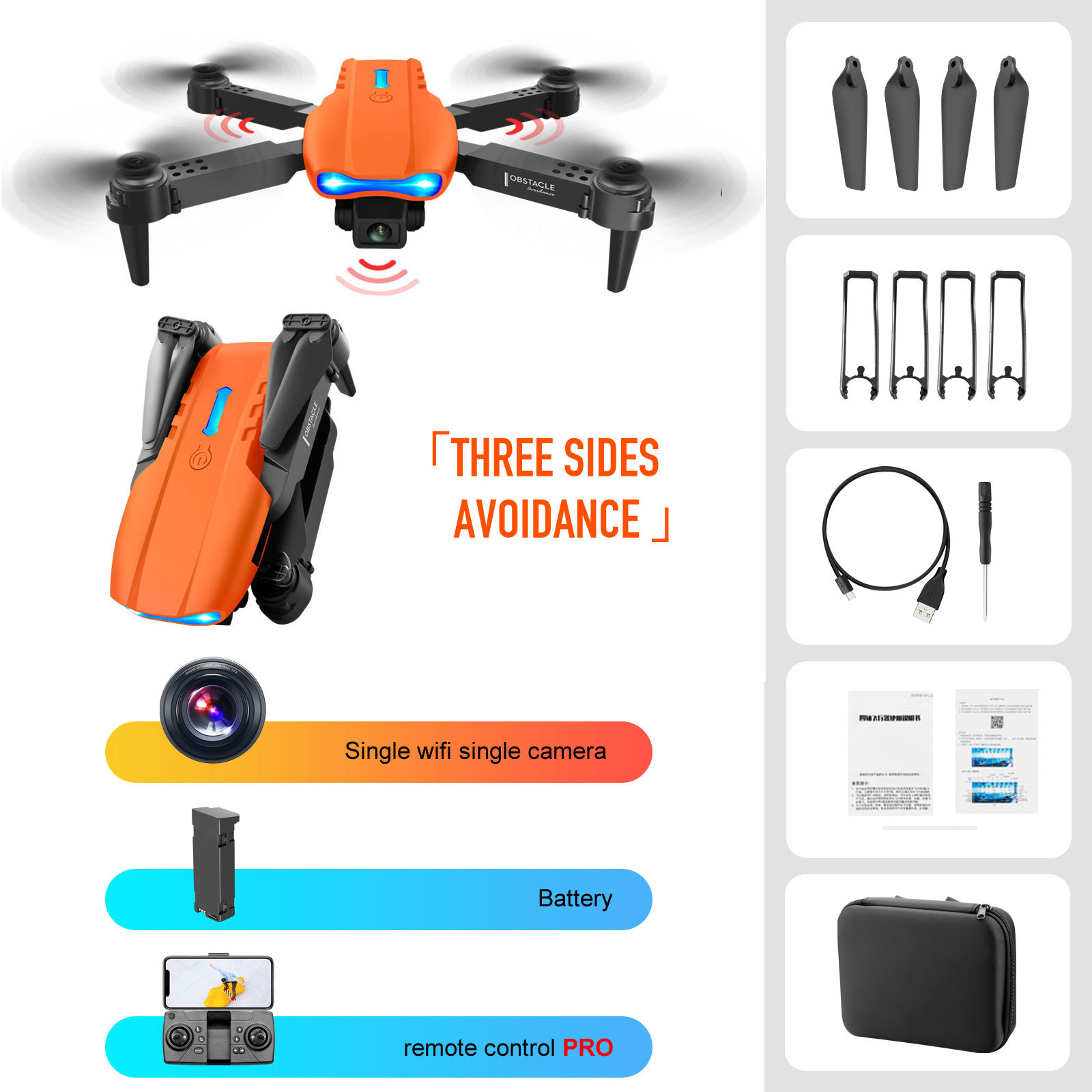 Folding drone with two cameras, black - Image 4