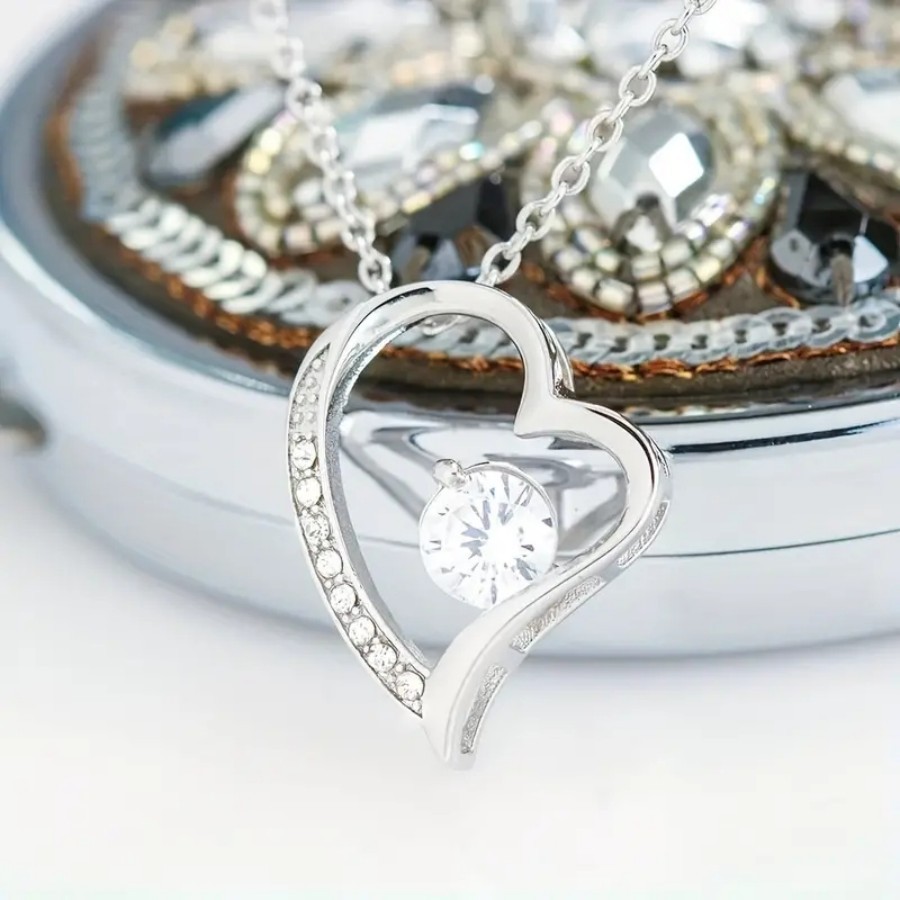 Ketting met open hart en steentjes, goud - Afbeelding 4