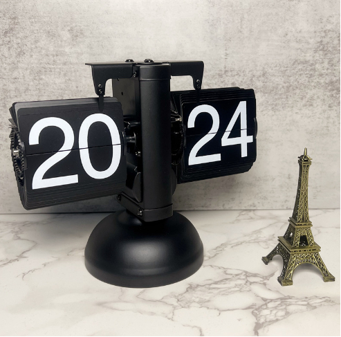 Reloj de sobremesa retro de tarjetas, negro - Imagen 6