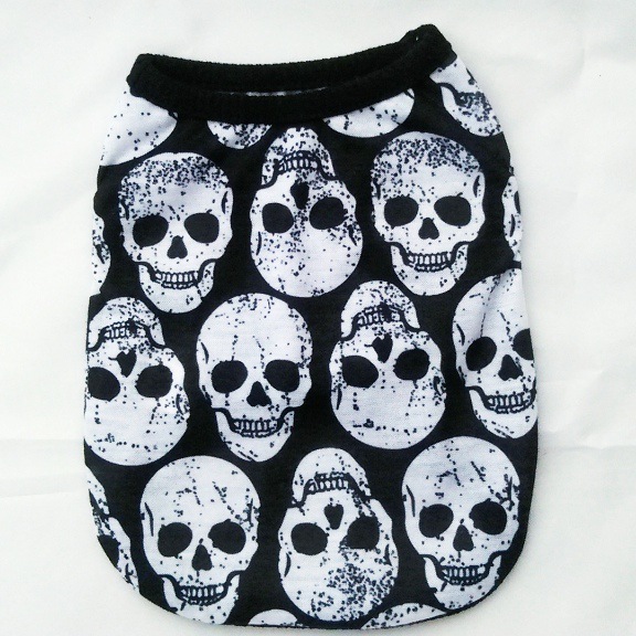 T-shirt para cão com caveira preta e branca - Image 3