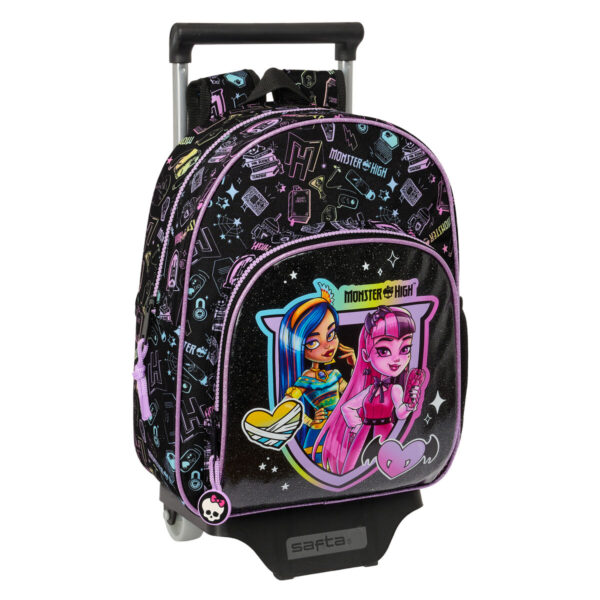 School Rucksack with Wheels Monster High Black