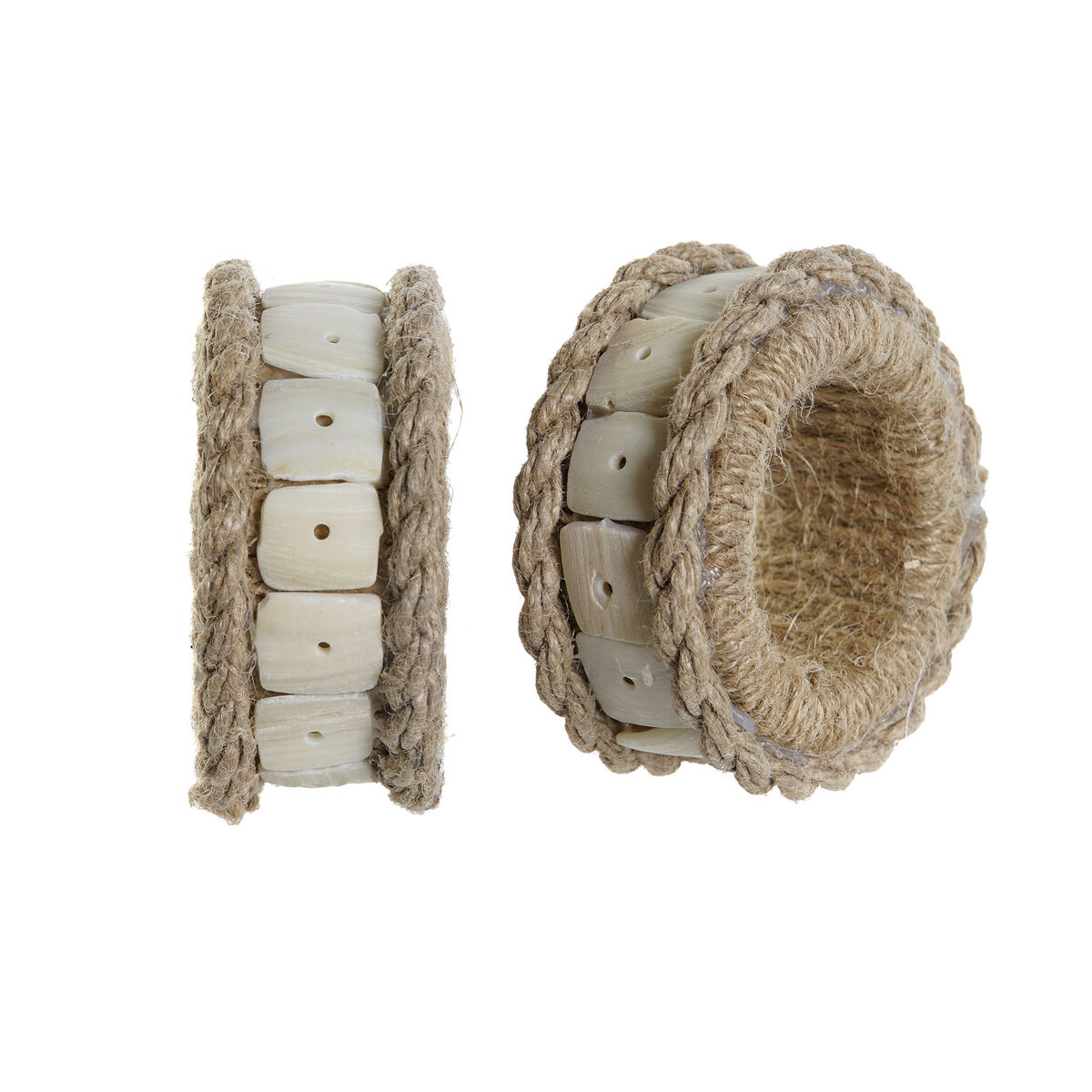 Rond de serviette DKD Home Decor Naturel Jute Résine Aluminium 4 Pièces – Image 3