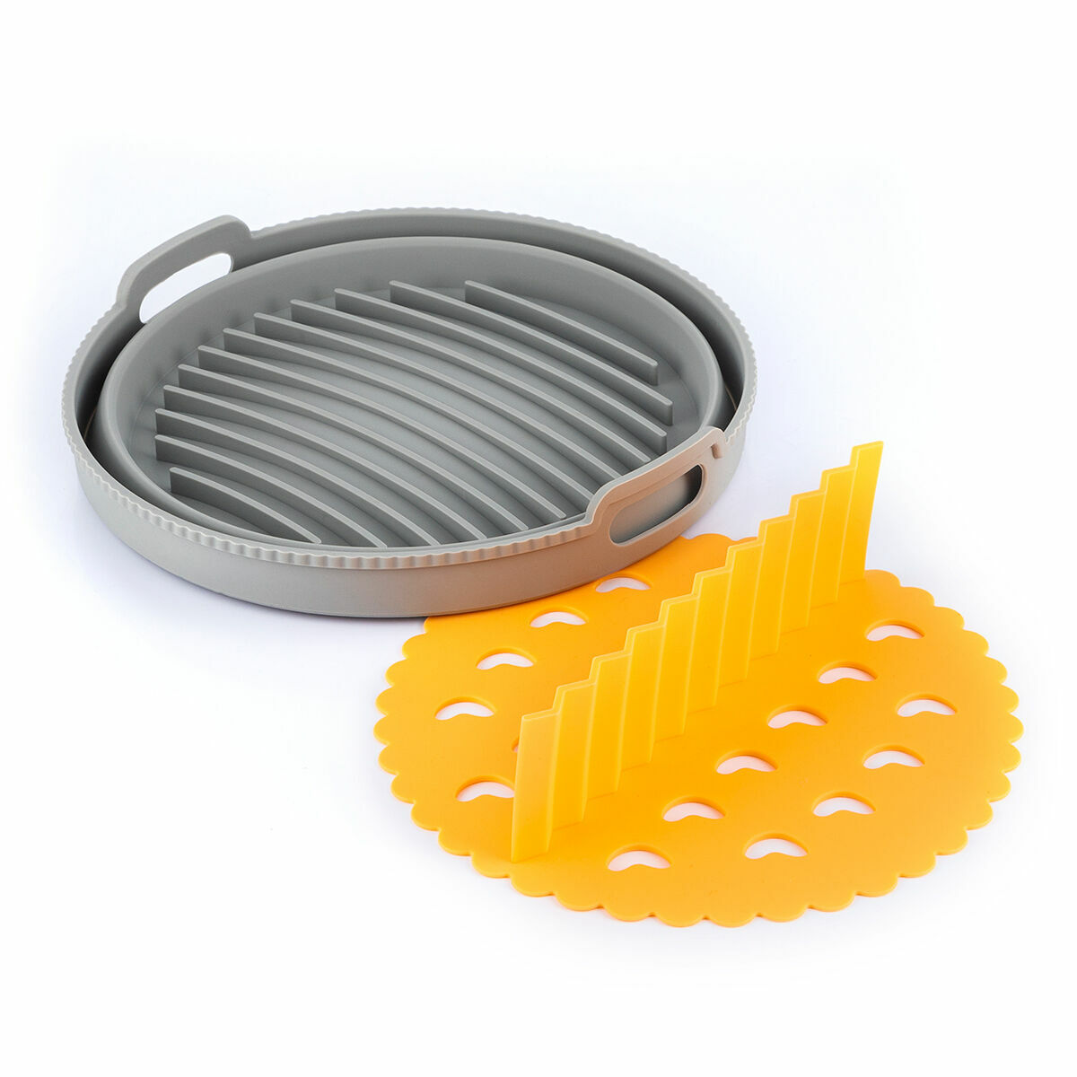 Pack de Cestos Dobráveis de Silicone com Pegas e Separadores para Fritadeira de Ar InnovaGoods (3 Unidades) - Image 3
