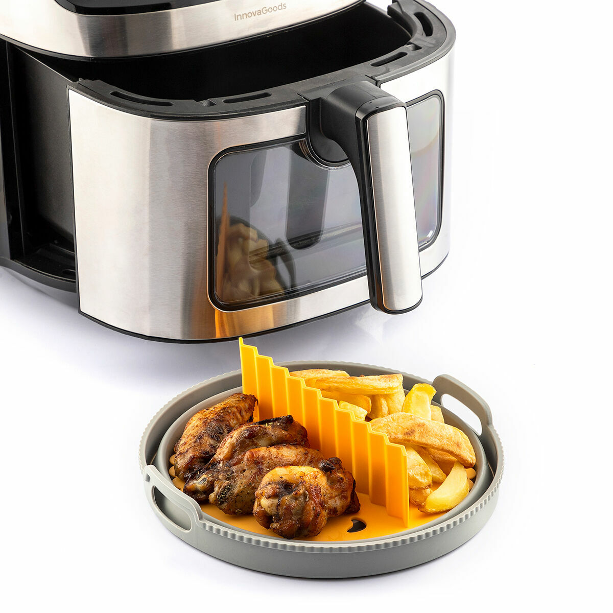 Pack de Cestos Dobráveis de Silicone com Pegas e Separadores para Fritadeira de Ar InnovaGoods (3 Unidades) - Image 12