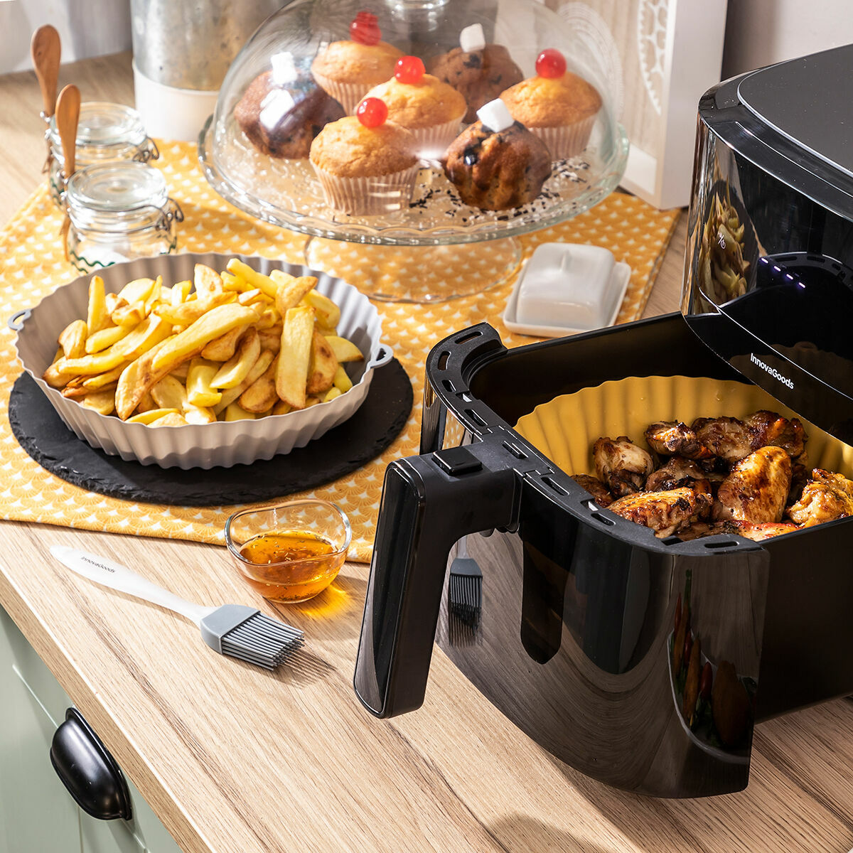 Paniers en Silicone avec Pinceau pour Friteuses à Air Mollicon InnovaGoods 2 Unités – Image 4