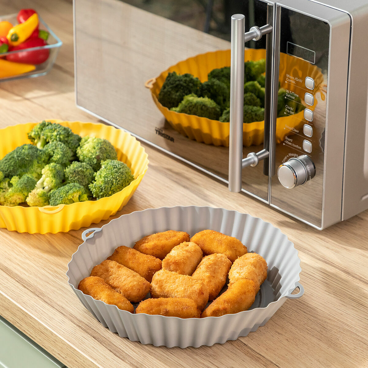 Pack de 4 Cestas de Silicona con Asas para Freidora de Aire y 2 Pinceles de Cocina InnovaGoods - Imagen 6