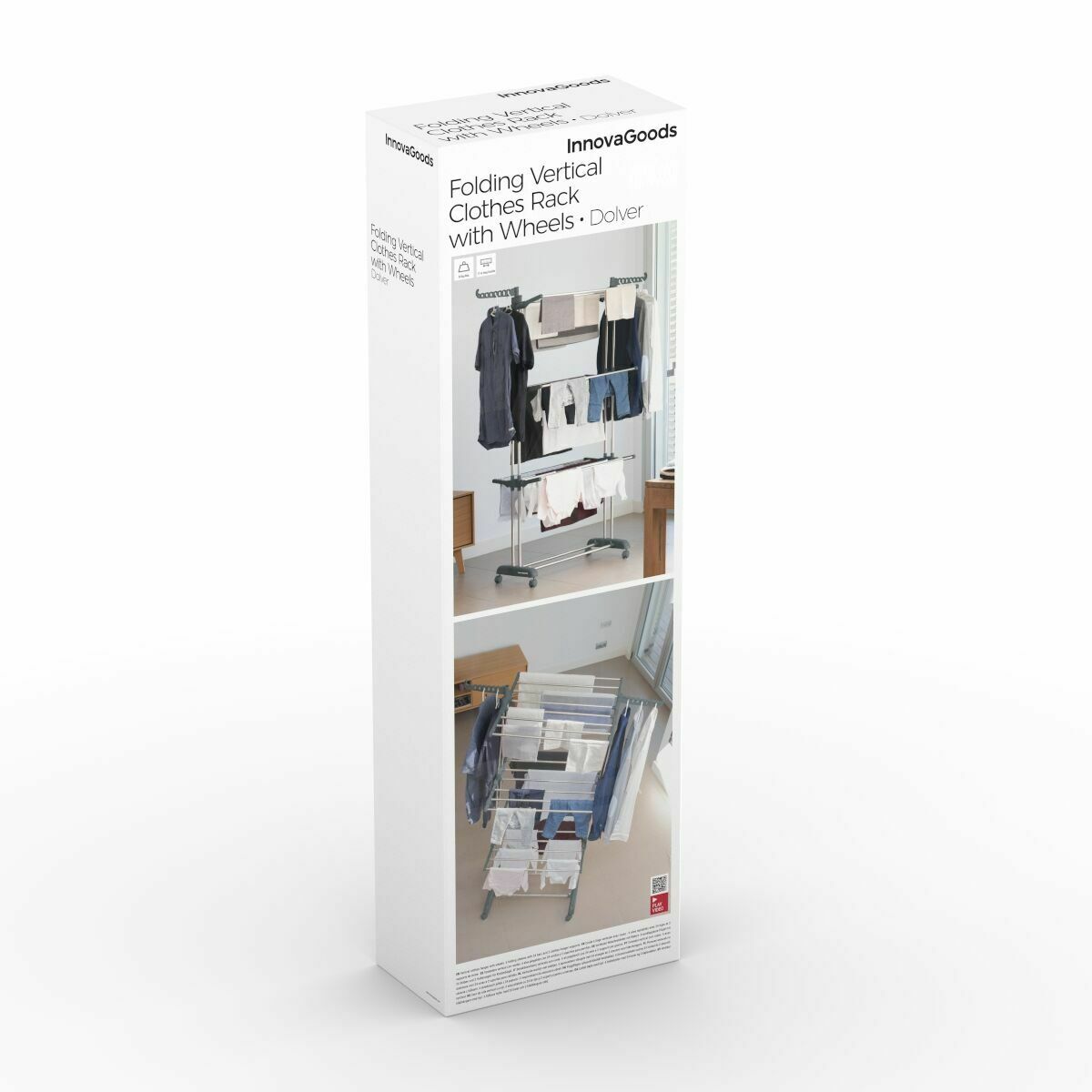 Pack Tendedero Plegable Vertical con Ruedas y Doblador de Ropa InnovaGoods - Imagen 10