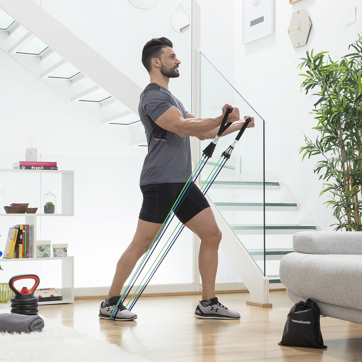 Pack Pull-up Station Fitness en Set Weerstandsbanden met Accessoires en Oefengids InnovaGoods - Afbeelding 3