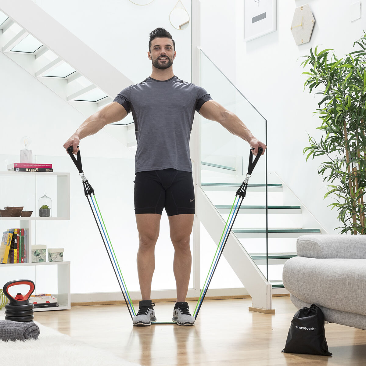 Pack Pull-up Station Fitness en Set Weerstandsbanden met Accessoires en Oefengids InnovaGoods - Afbeelding 4