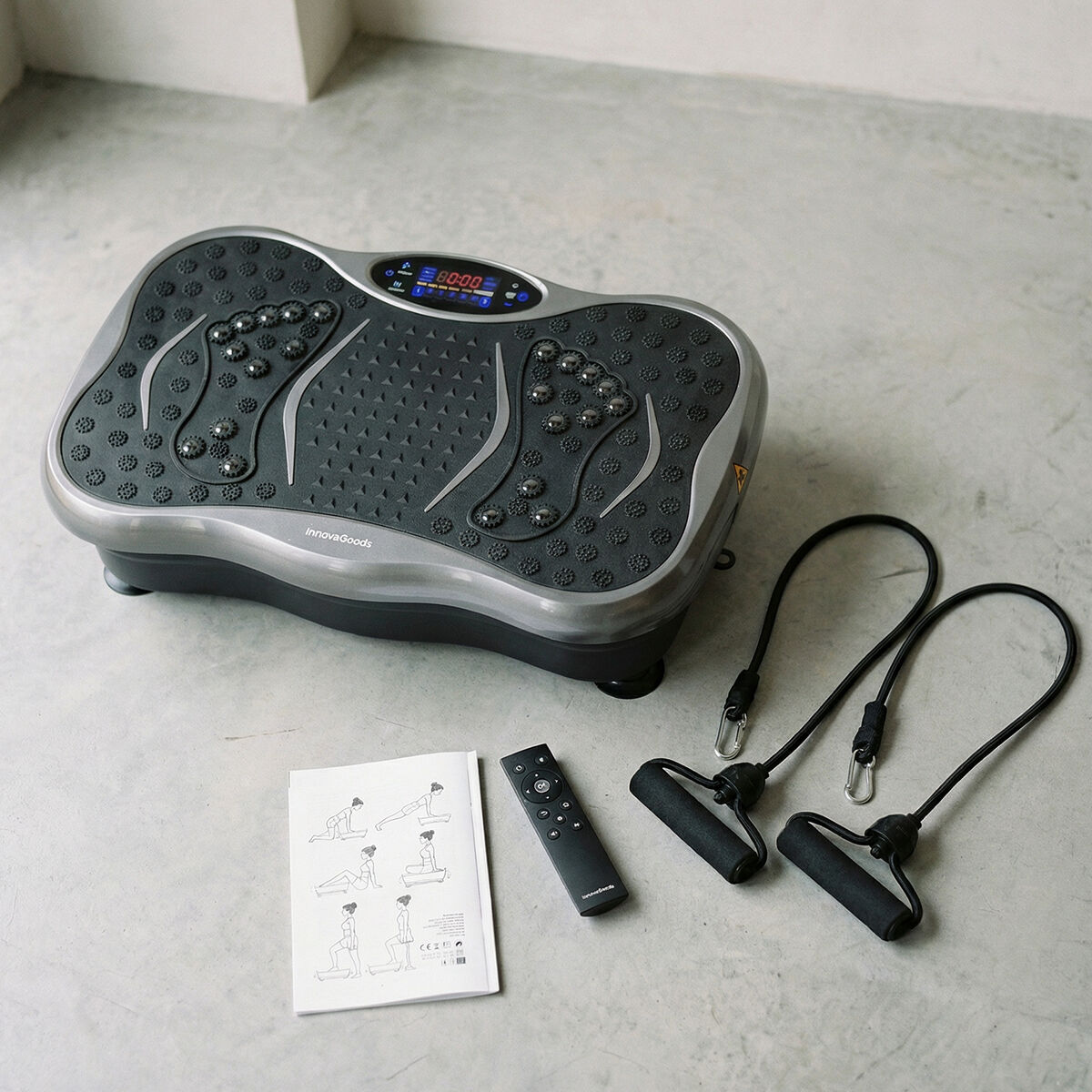 Set Vibrationsplatte mit Lautsprecher, Widerstandsbändern, Fernbedienung und Sauna Sportgürtel InnovaGoods – Bild 2