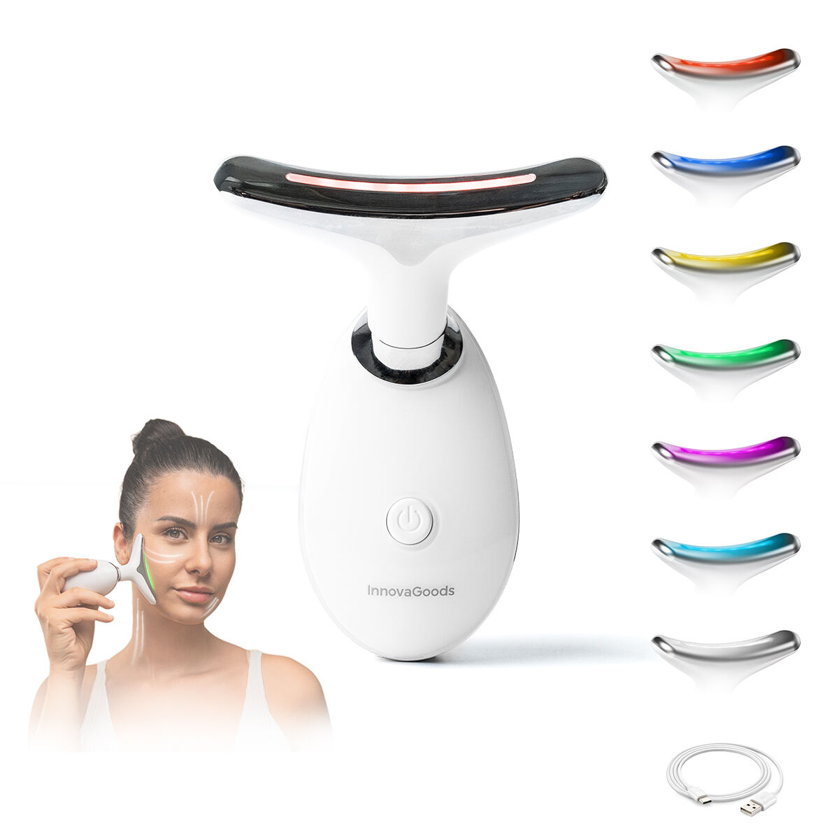 Pack masseur facial raffermissant LED, EMS et chaleur et sérum Rice Joyboost 30 ml InnovaGoods – Image 10