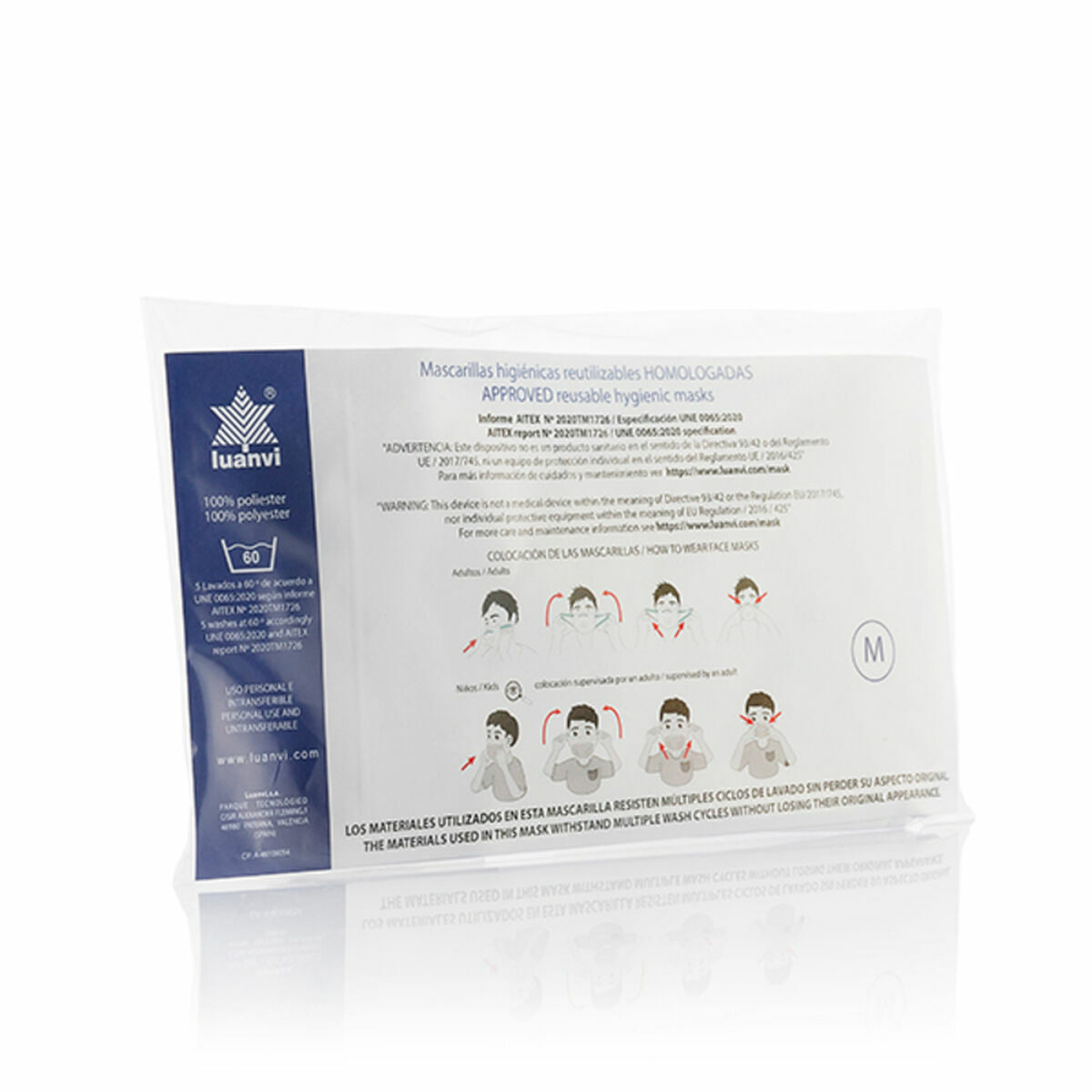 Hygienic Reusable Fabric Mask Beard Luanvi Size M Pack of 3 units - Image 4