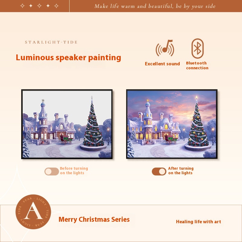 Tableau de Noël avec enceinte Bluetooth et lumière