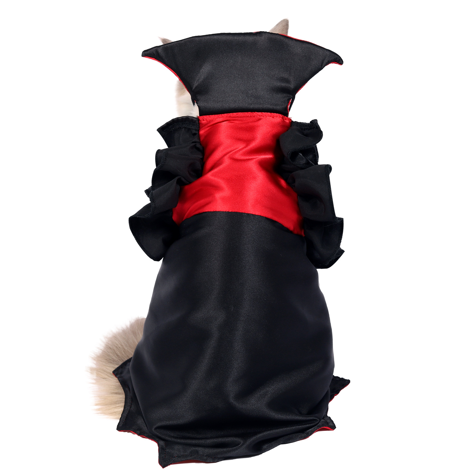 Traje de vampiro negro y rojo con cuello alto para gato - Imagen 4