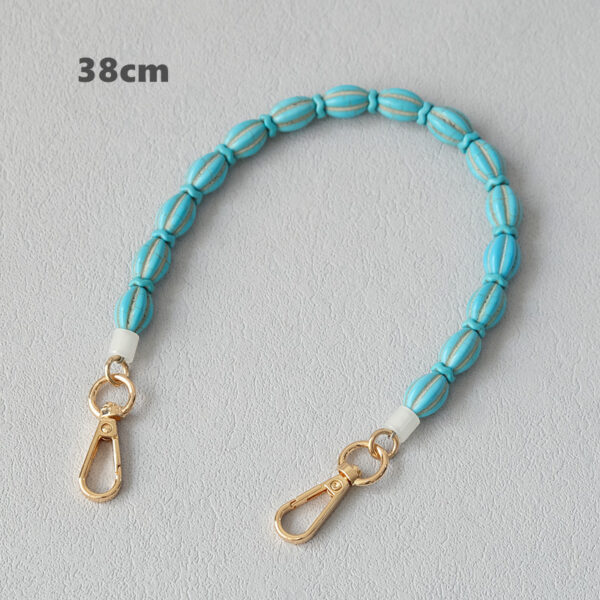 Acrylic bag chain in a turquoise tone