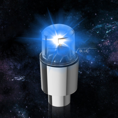Valve cap light that glows when the wheel turns