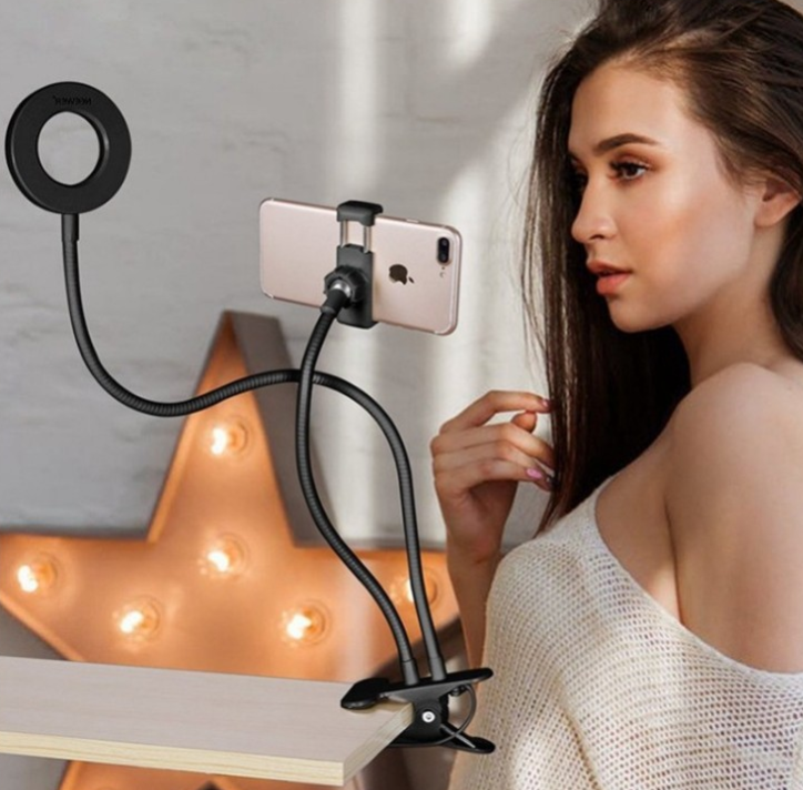 White LED ring light with table clamp - Image 5