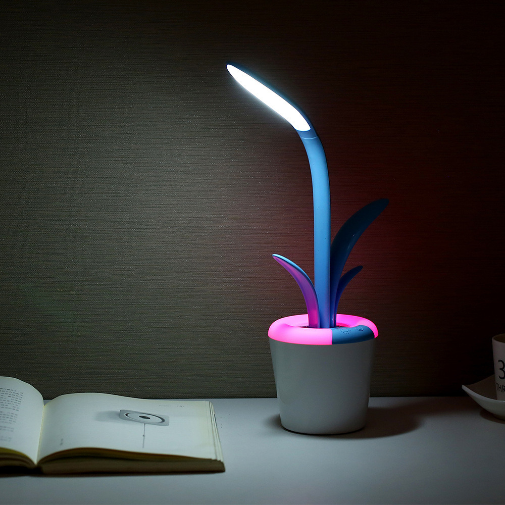 Lampe de bureau rechargeable en forme de plante, rose – Image 8