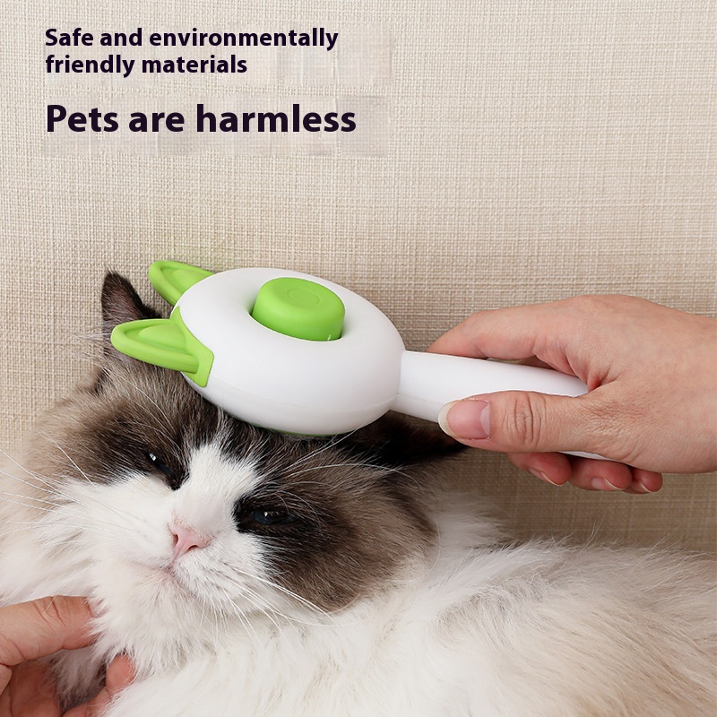 Self-cleaning brush for cat hair, greenish white - Image 3