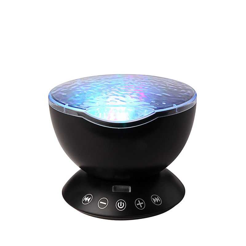 Ocean wave projector with speaker, black