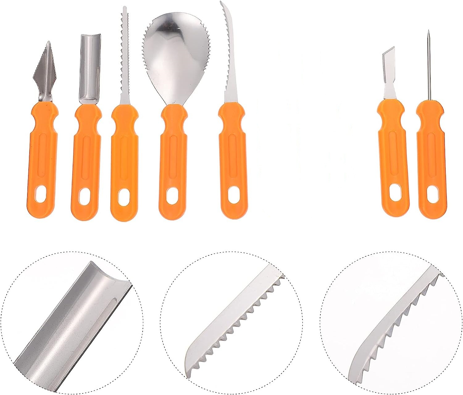 Kit para tallar calabazas de acero inoxidable, 7 piezas - Imagen 3