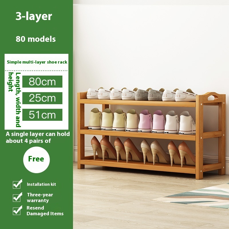 Bamboo shoe rack with 3 tiers - Image 4