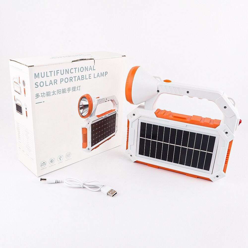 Farol solar de camping con batería externa, naranja