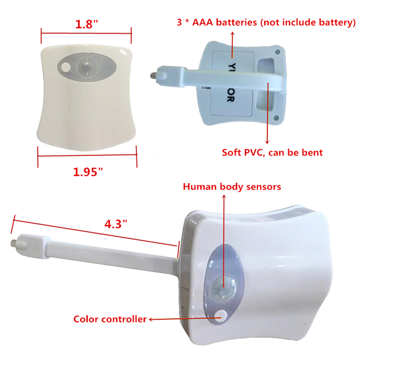 Toiletlampje met bewegingssensor, 8 kleuren - Afbeelding 8