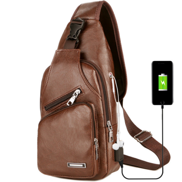 Chest bag with USB port, light brown