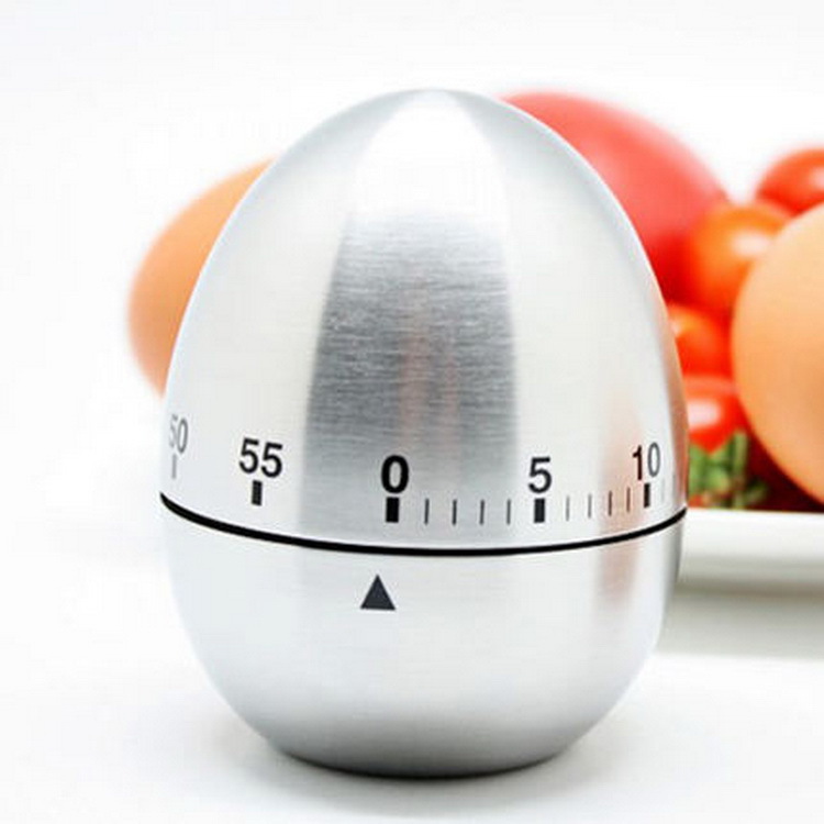Mechanical egg-shaped kitchen timer, stainless steel - Image 4