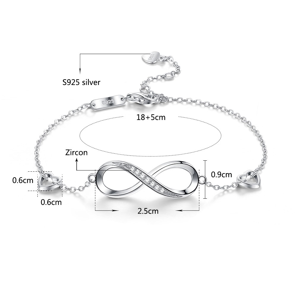 Bracelet en argent avec un 8 et zircons – Image 4