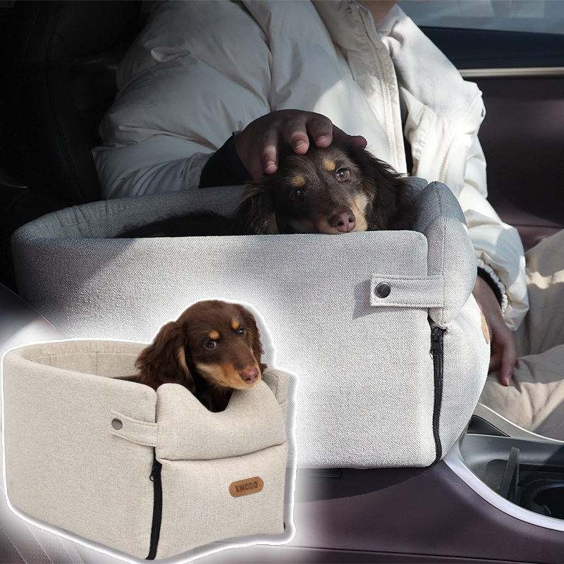 Autositz für kleine Hunde und Katzen, beige – Bild 4