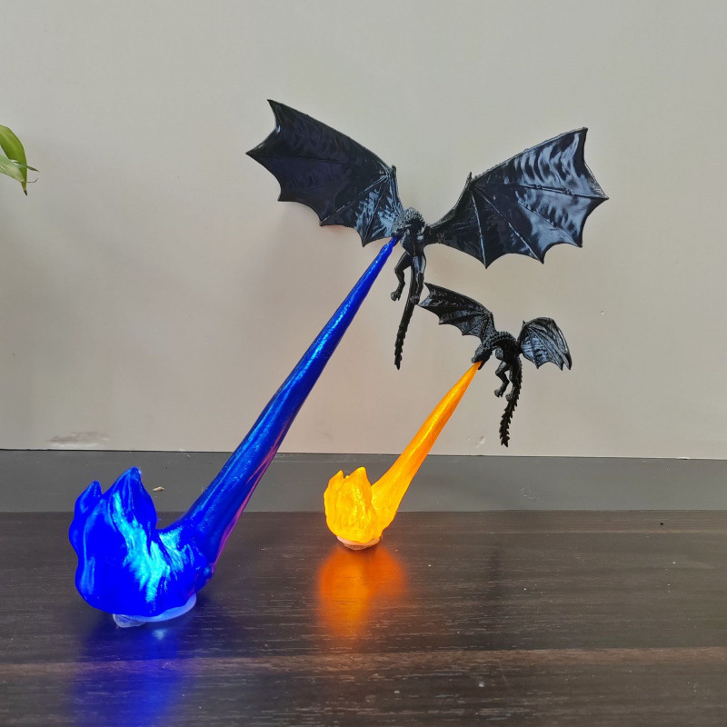 Lampe dragon pour étagère, dore avec flamme doree – Image 5
