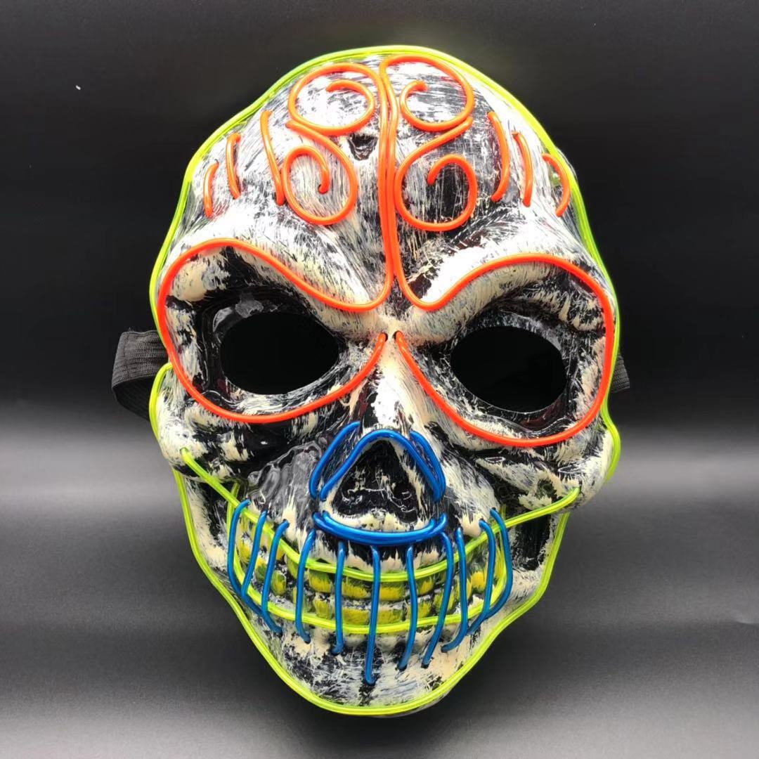 Leuchtende Totenkopfmaske in drei Farben