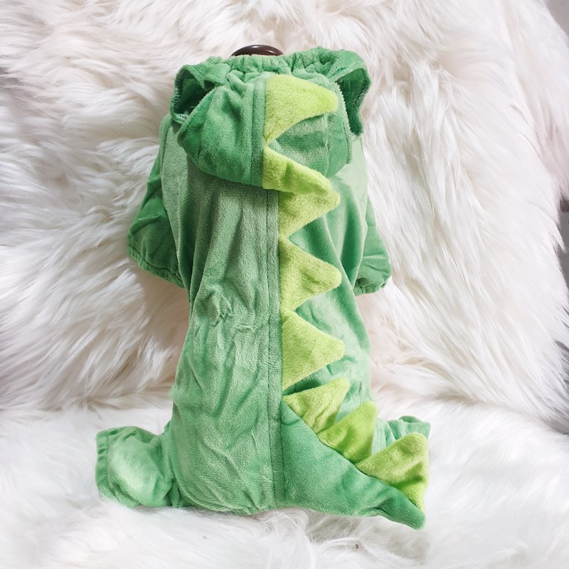 Apple green dinosaur hoodie with spikes for dogs - Image 2