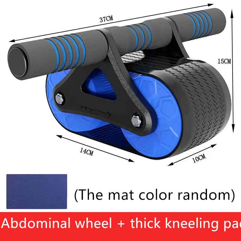 Double ab wheel roller with automatic rebound, blue