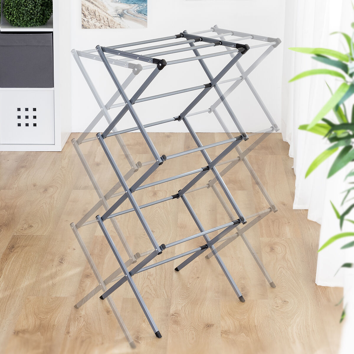Tendedero Metálico Plegable y Extensible con 3 Alturas Cloxy InnovaGoods 11 barras - Imagen 4