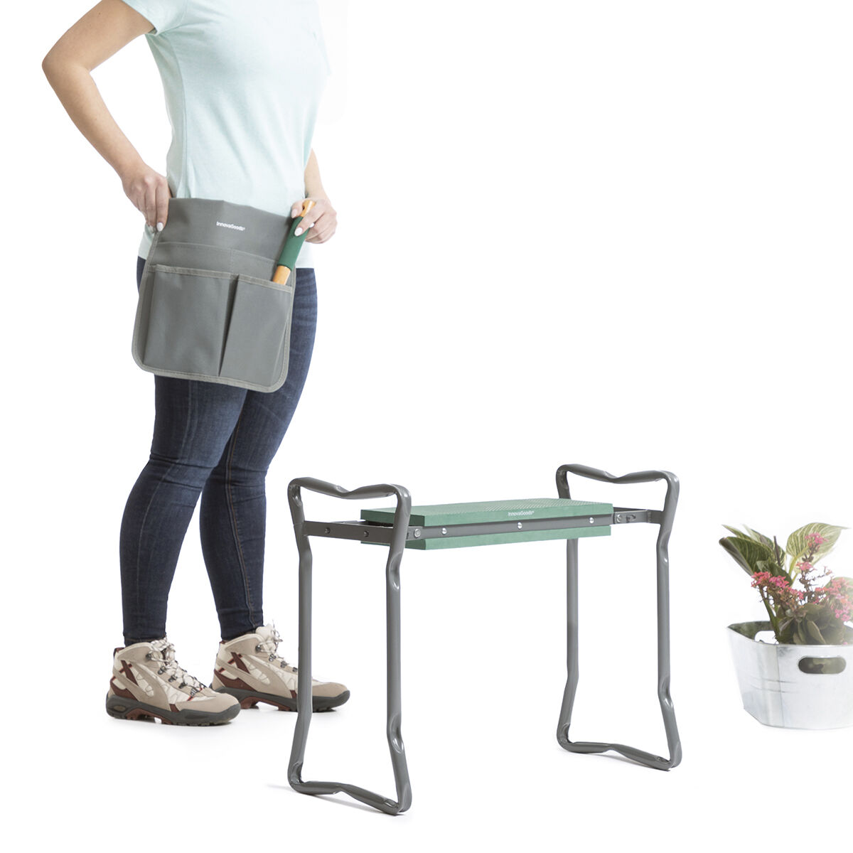Banco de Jardinagem Dobrável com Bolsa para Ferramentas 3 em 1 Situl InnovaGoods - Image 8