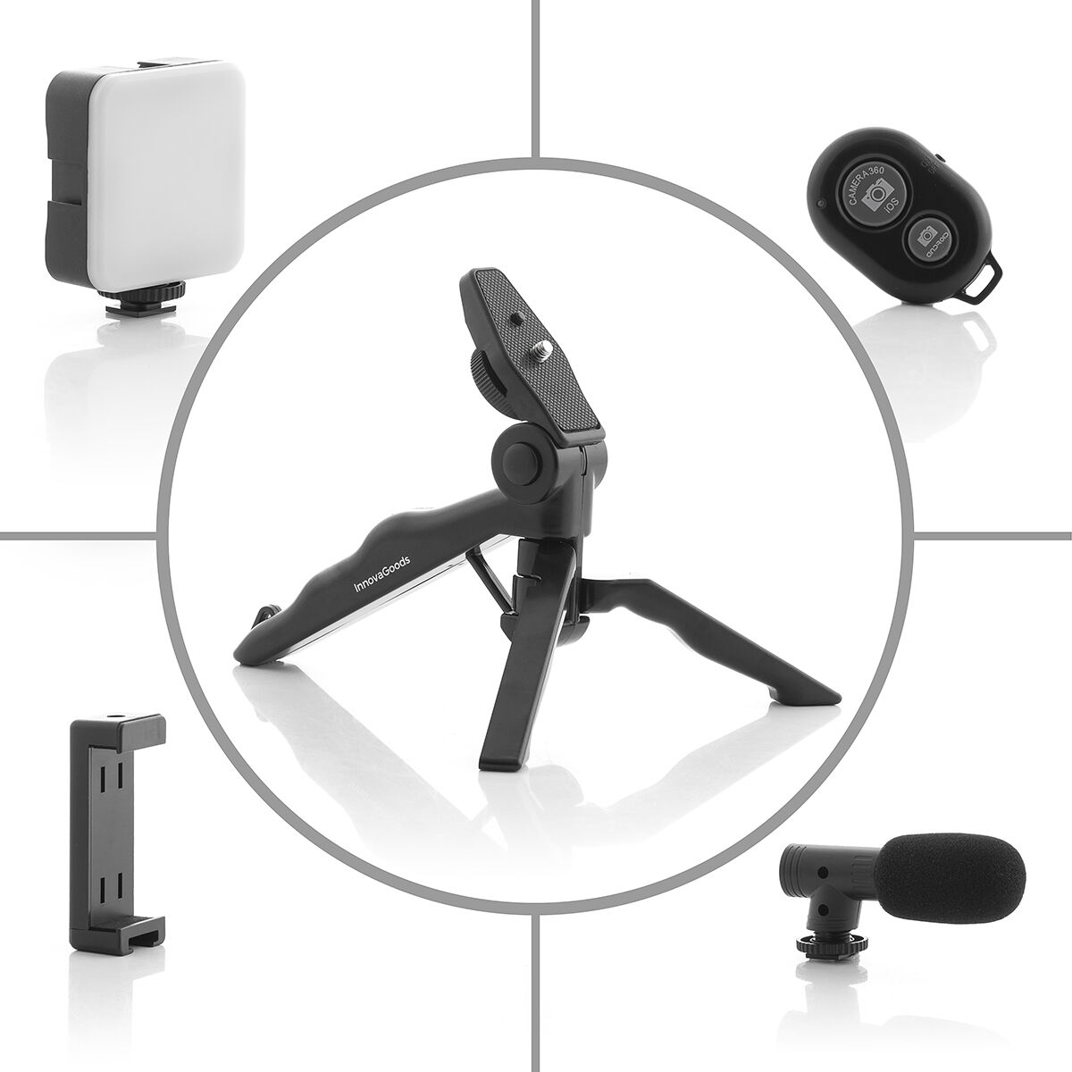 Kit Vlogging com Luz, Microfone e Comando Plodni InnovaGoods 6 Peças - Image 14