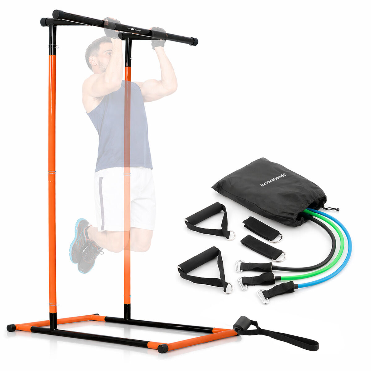 Pack Pull-up Station Fitness en Set Weerstandsbanden met Accessoires en Oefengids InnovaGoods