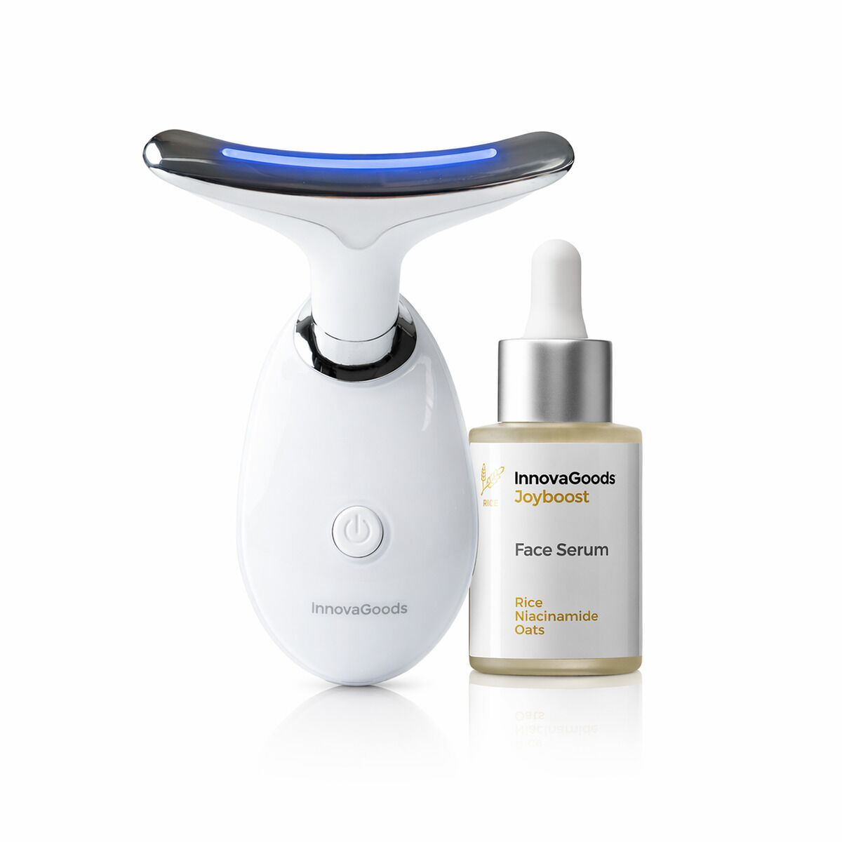 Pack masseur facial raffermissant LED, EMS et chaleur et sérum Rice Joyboost 30 ml InnovaGoods