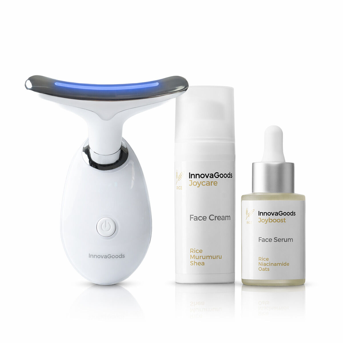 Pack masseur visage, sérum Rice Joyboost 30 ml et crème Joycare 50 ml InnovaGoods
