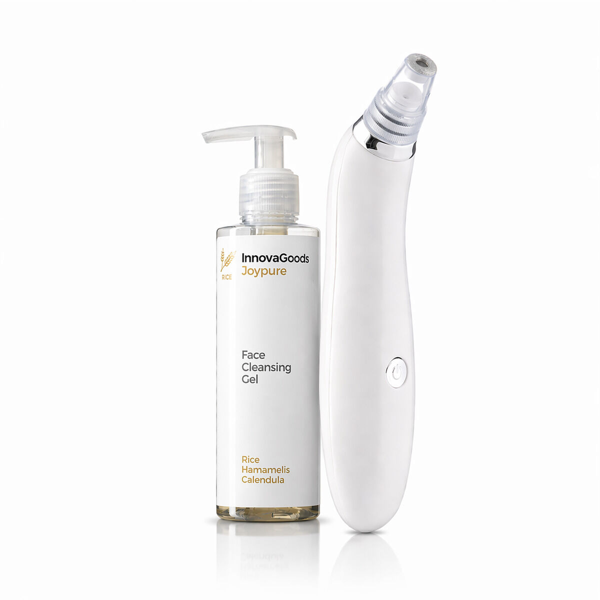 Set Elektrischer Gesichtsreiniger gegen Mitesser und Gesichtsreinigungsgel Rice Joypure 200 ml InnovaGoods